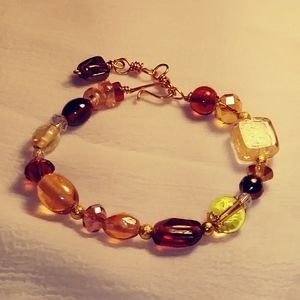 Beaded bangle bracelet (#12, brown)